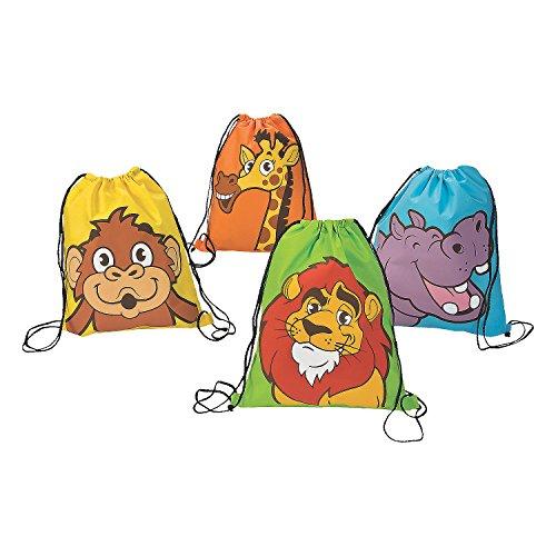 Fun Express Zoo Adventure Drawstring Backpack - 12 Pieces