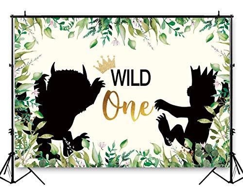 Funnytree 7X5ft Wild One 1st Birthday Party Backdrop Animals Themed Photography Background Jungle Safari Baby Boy Photo Booth Banner Decorations