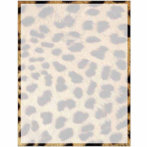 Full Cheetah Print with Border Stationery Letter Paper - Wildlife Animal Theme Design - Gift - Business - Office - Party - School Supplies