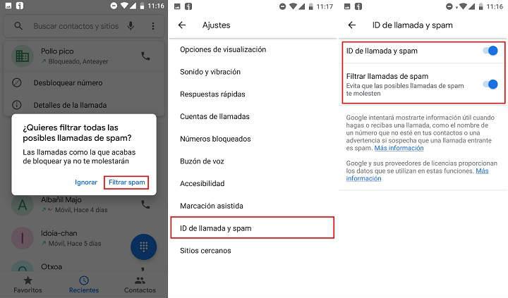 agregar y quitar teléfonos de la lista de números bloqueados