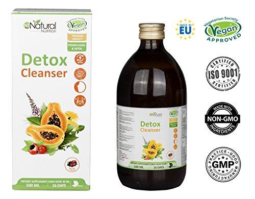 DETOX Diurético Natural Líquido Depurativo del Hígado Drenante Elimina Toxinas del Organismo Adelgazante Antioxidante. Té Verde, Guaraná, Papaya, Diente de León, Ortosifón y más. Botella de 500ml. Certificado Vegano. Fabricado en CE. N2 Natural Nutrition.