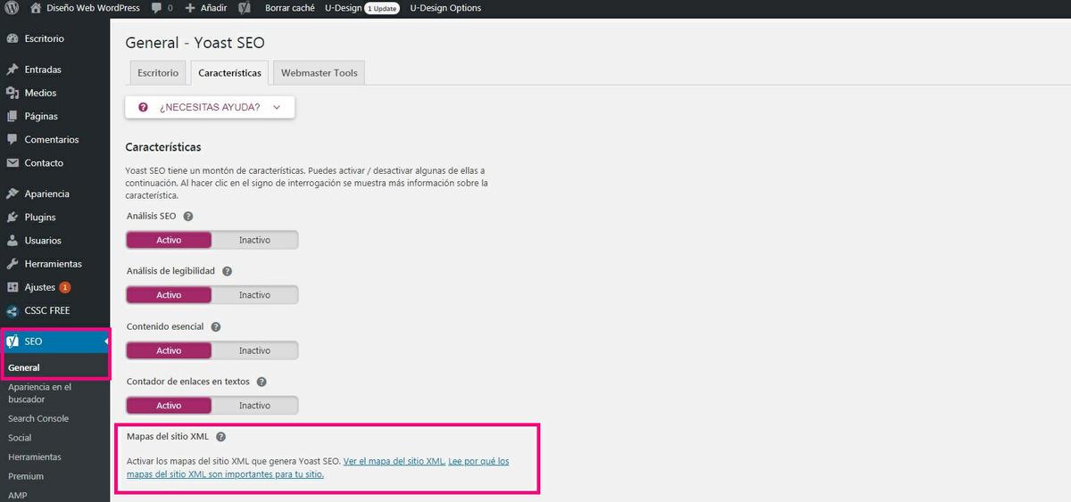 Yoast SEO para WordPress crea tu sitemap.xml