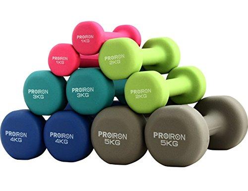 PROIRON Mancuernas de Neopreno -Mancuernas con revestimiento de neopreno 2 x 2 kg