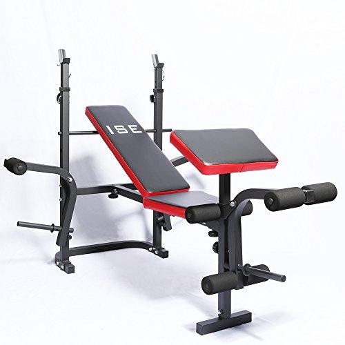 ISE - Banco de musculación multifunción ajustable plegable inclinable para entrenamiento completo SY5430B