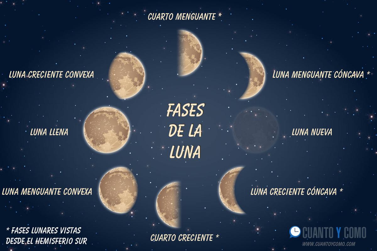 Fases de la luna hemisferio sur