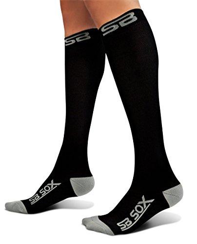 SB SOX Compression Socks (20-30mmHg) for Men & Women - Best Socks for Running, Medical, Athletic, Varicose Veins, Travel, Pregnancy, Shin Splints, Nursing. (Black/Gray, Small)