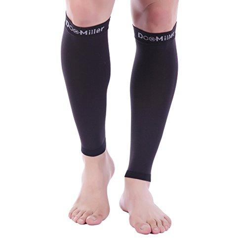 Doc Miller Premium Calf Compression Sleeve 1 Pair 20-30mmHg Strong Calf Support Fashionable Colors Graduated Pressure for Sports Running Muscle Recovery Shin Splints Varicose Veins (Black, Medium)