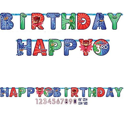 Amscan PJ Masks Happy Birthday Add-an-Age Letter Banner