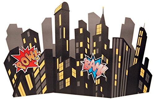 BirthdayExpress Superhero Comics Party Supplies Scene Setter - Standup City Scape Room Decoration