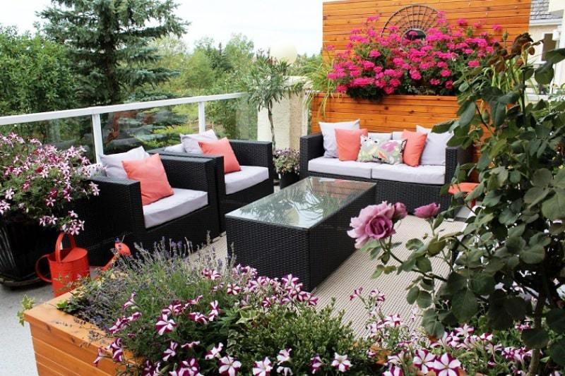 flores en la terraza