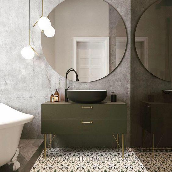 decoralinks | organizar el baño - cajones amplios con lavabo exento y espejo redondo XXL