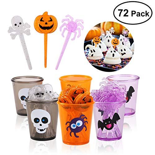PBPBOX Halloween Food Picks Set Cupcake Topper Decorative (72 Picks + 6 Cups) Party Supplies and Decorations