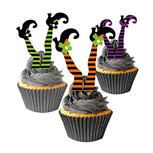 Halloween Witchs Boot Paper Cupcake Toppers Decorations Kit SUNBEAUTY