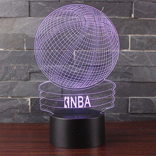 3D Lámpara de Escritorio Mesa 7 cambiar el color botón táctil de escritorio del USB LED lámpara de tabla ligera Decoración para el Hogar Decoración para Niños Mejor Regalo (Baloncesto NBA)