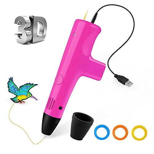 Pluma de Impresión 3D con Cargador USB Filamentos 3D (3 colores, 30 metros) Portalápices de silicio para mantener a los niños alejados de la alta temperatura