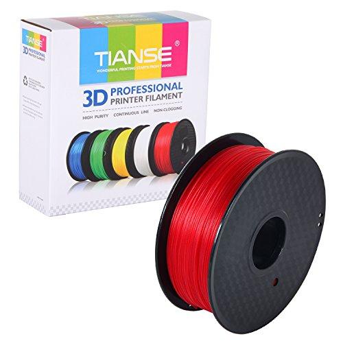 TIANSE Filamento de PETG para la impresora 3D/Pluma 3d, 1 kg 1,75 mm(Rojo)