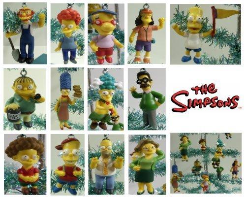 Set of 14 The Simpsons Christmas Tree Ornaments Featuring Homer Simpson, Marge Simpson, Bart Simpson, Ned Flanders, Rod Flanders, Todd Flanders, Gounds Keeper Willie, Milhouse Van Houten, Ralph Wiggum, Otto, Sideshow Mel and Other Simpson Character Ornaments