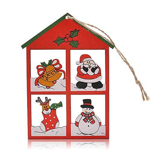 Agordo 12pcs Cute Wooden Christmas Tree Ornament Home Decoration Windows Shape Pendant