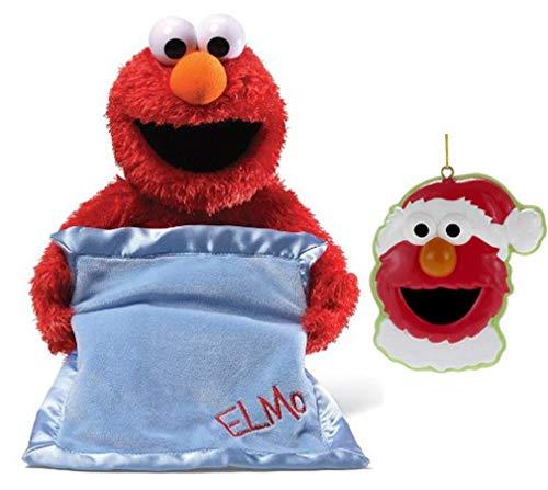 GUND Sesame Street Peek A Boo Elmo Plush Bundle with Kurt Adler Santa Elmo Ornament