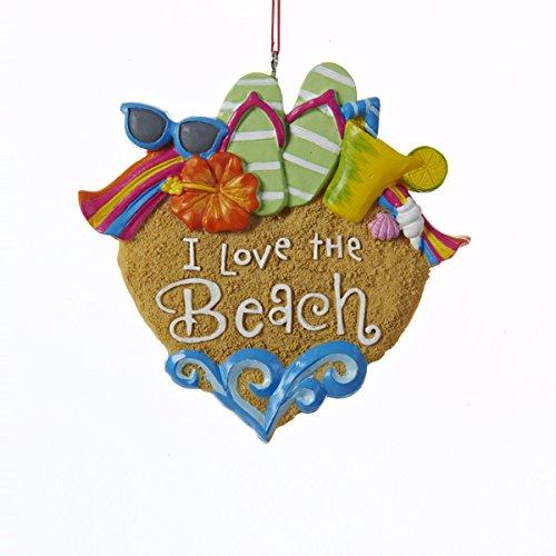 Kurt Adler I Love the Beach Sandals Sunglasses Shells Christmas Ornament