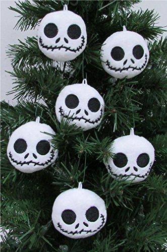NIGHTMARE BEFORE CHRISTMAS Plush Ornament Set Featuring 6 Jack Skellington Christmas Tree Plush Ornaments -  Average 2.5" Round