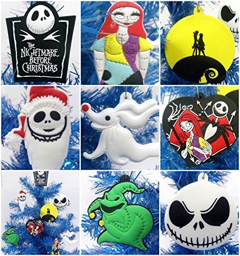 Nightmare Before Christmas 8 Piece Christmas Tree Ornament Set Featuring Jack Skellington and Friends - Around 2.5" to 3.5" Tall