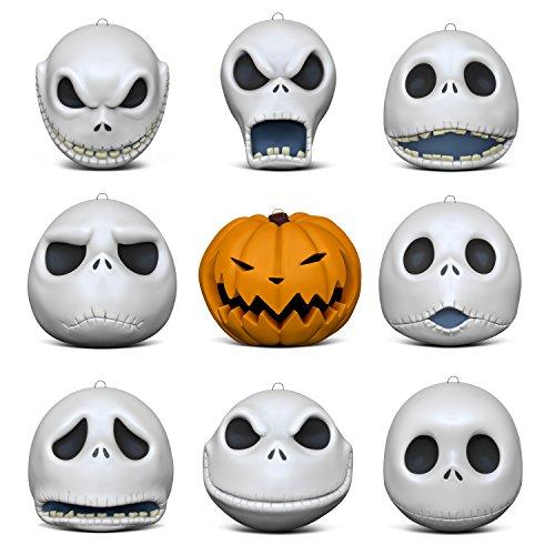 Hallmark Keepsake Christmas Ornaments 2018 Year Dated, Tim Burtons The Nightmare Before Christmas The Many Faces of Jack Skellington 25th Anniversary, Porcelain, Set of 9