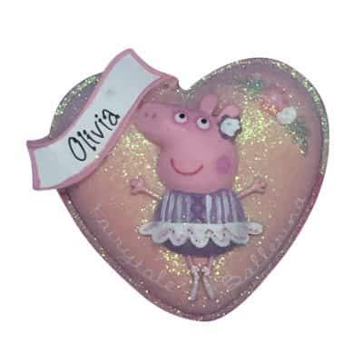 Peppa Pig Heart Personalized Ornament - (Unique Christmas Tree Ornament - Classic Decor for A Holiday Party - Custom Decorations for Family Kids Baby Military Sports Or Pets)