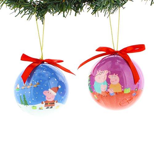 Peppa Pig Kurt Adler 2 piece Decoupage Ball Ornament Set Gift Boxed (Peppa Blue/Purple)