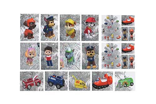 PAW PATROL 12 Piece Christmas Ornament Set Featuring Skye, Marshall, Chase, Rubbie, Zuma, Rocky, Ryder and Vehicles, Ornaments Average 1" to 2.5" Tall, Great for a Mini Christmas Tree