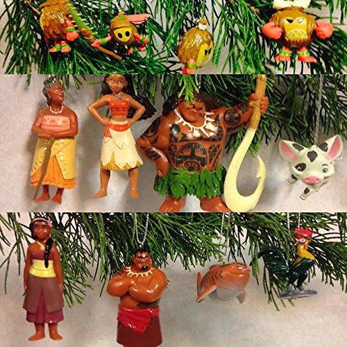 Disney Moana Movie Deluxe Mini Ornament Set with 12 Figures Included Moana, Maui, Pua, Heihei, Tui, Sina, Gramma Tala, Shark and More!