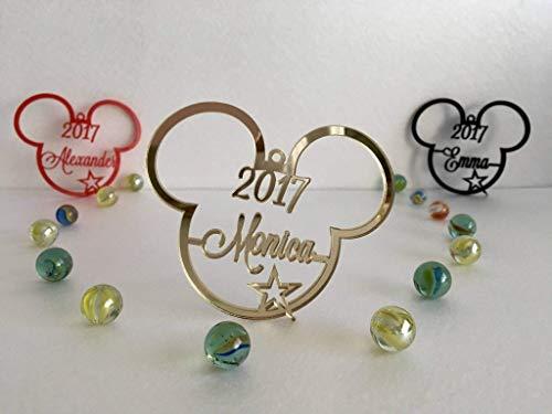 Mickey Mouse Ears Christmas Tree Decoration 2018 Ornament Personalized Name Bauble Disney Party Favor Decor 1st Xmas 2017 Gift for Kids First Birthday Gifts Hanging Cute Minnie Mouse Acrylic Ornaments