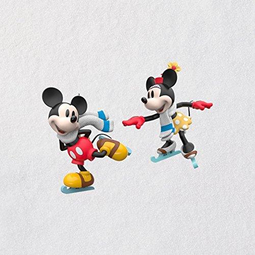 Hallmark Keepsake Mini Christmas Ornaments 2018 Year Dated, Disney Mickey and Minnie Mice on Ice, Set of 2