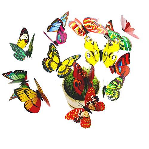 Dshengoo 50 pcs, 2.76" Butterfly Garden Ornaments Butterfly Patio Decor Colourful 3D Wings Butterfly Decorations Outdoor Garden Yard Flower Plant Pot Flower Bed Christmas Tree