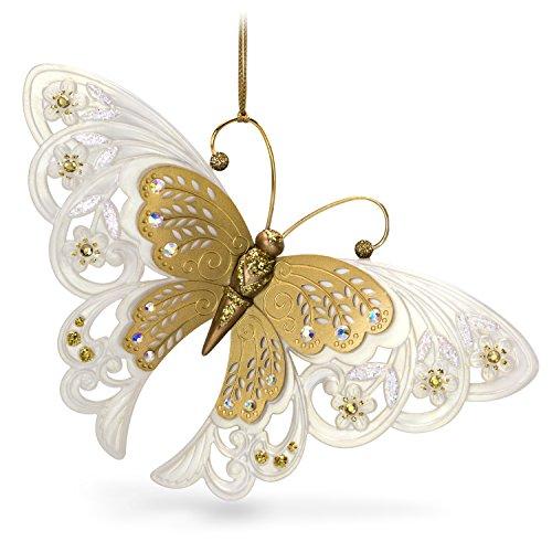 Hallmark Keepsake Christmas Ornament 2018 Year Dated, Brilliant Butterflies Gold and White