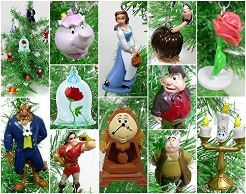 Beauty and the Beast 13 Piece Mini Christmas Tree Ornament Set Featuring Beast, Belle and Friends