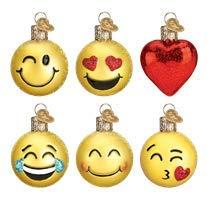 Old World Christmas Mini Emoji Set Glass Blown Ornament