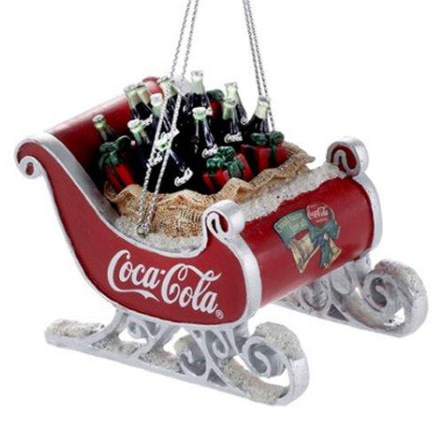 Kurt Adler Coca-Cola Resin Sleigh with Bottles Ornament #CC2155