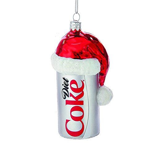 Kurt Adler CC4163 Glass Diet Coke Can Ornament with Santa Hat, 4.5"