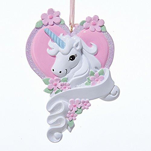 Kurt Adler White Unicorn Horse with Pink Heart Christmas Ornament Holiday Decoration W8285