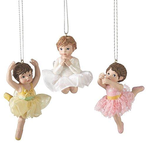 Christmas Holiday Little Girl Ballerina Ornaments - Set of 3, 2" - 3"