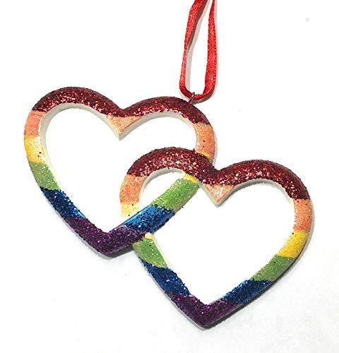 LGBTQ Christmas Ornament, Love is Love Ornament, Same Sex Couple Ornament, Rainbow Hearts