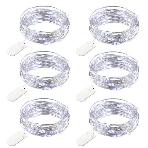 GDEALER 6 Pack Fairy String Lights 7.2ft 20LED Fairy Lights Battery Starry String Lights Copper Wire Lights Firefly Lights LED Moon Lights for DIY Christmas Decor Christmas Lights Cool White