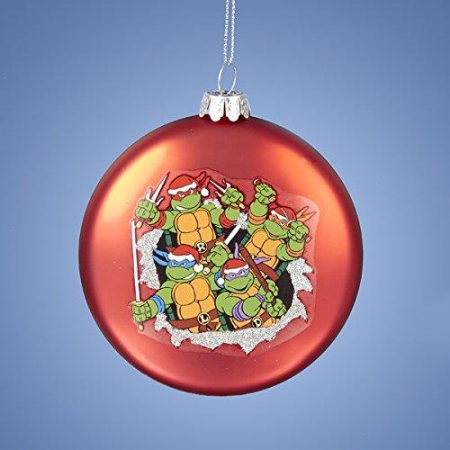 Kurt Adler Glass Teenage Mutant Ninja Turtles Red Disc Ornament, 3.5-Inch