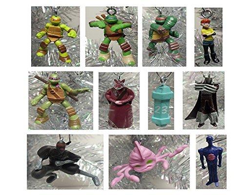 Teenage Mutant Ninja Turtles 12 Piece Holiday Christmas Tree MINI 1" to 2" Ornament SetFeaturing Sensei Splinter, Donatello, Leonardo, Raphael, Michelangelo, April, Shredder, Kraang - These MINI Shatterproof Plastic Ornaments are Perfect for a Kids Tree or Small Office Desk Tree