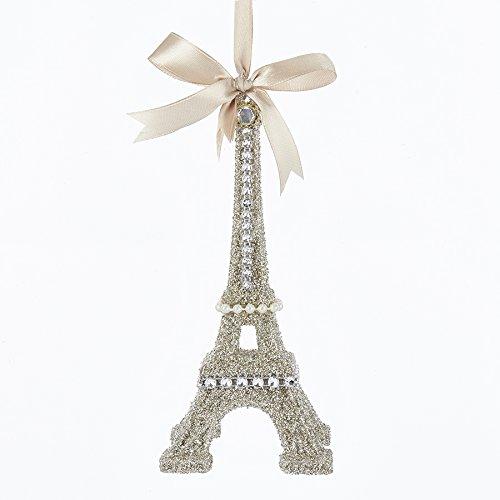 Kurt Adler VINTAGE GLAMOUR PLATINUM GLASS GLITTER EIFFEL TOWER ORNAMENT