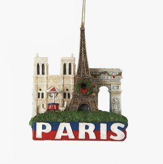 Paris Landmarks Christmas Ornament with Eiffel Tower, Arc de Triomphe and Notre Dame