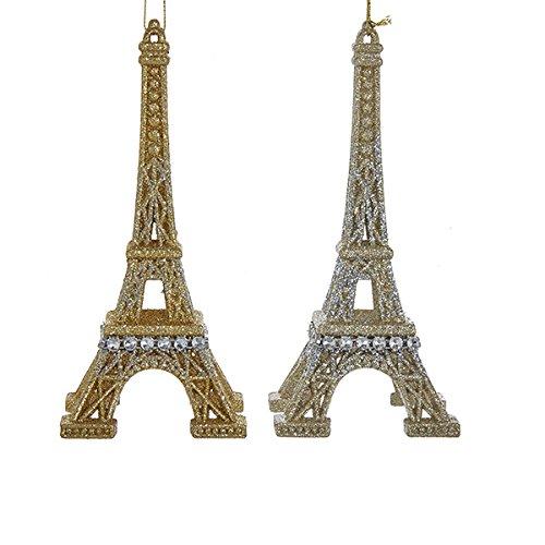 Kurt Adler 6.2-Inch Eiffel Tower Christmas Ornament Set of 2