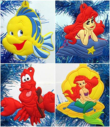 Little Mermaid Christmas Tree Ornament Set Featuring Ariel and Friends - Unique Shatterproof Plastic Design