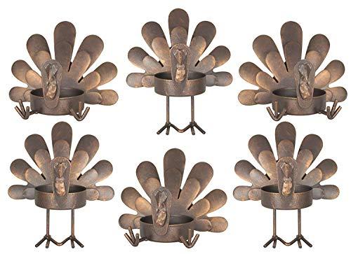 Set of 6 Turkey Tea Light Candleholders